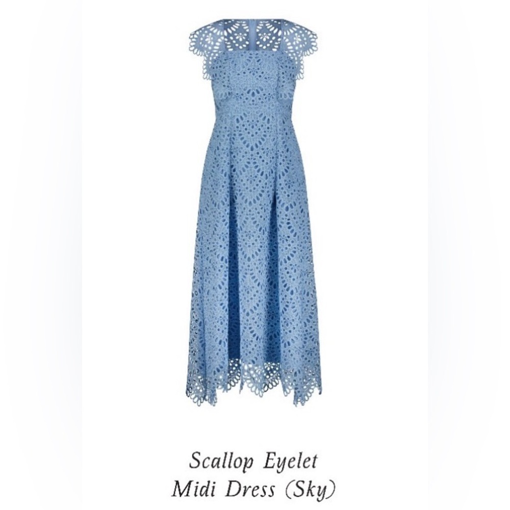 Pearl by Lela Rose Scallop Eyelet Midi Dress NWT!